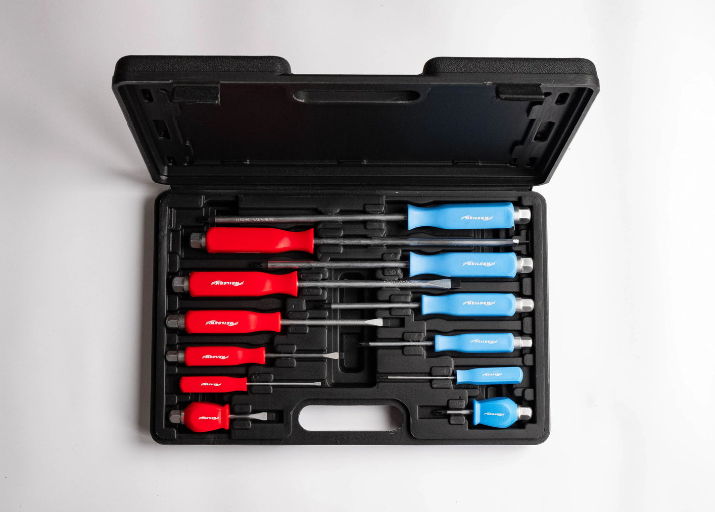 12 Piece Neilsen Magnetic Screwdriver Set – Heavy Duty Pozi & Slotted Go-Through Drivers with Hex Bolsters