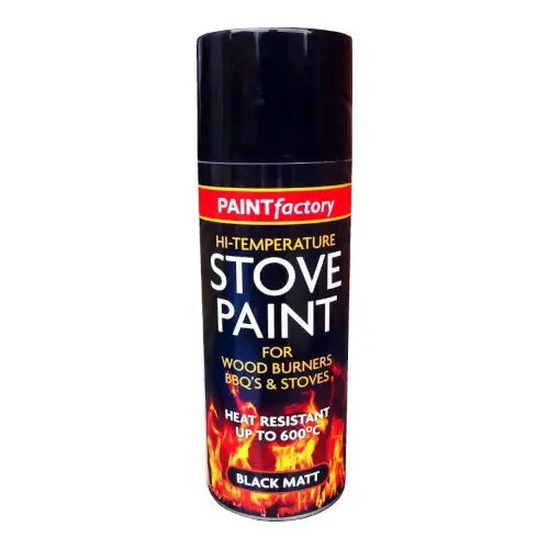 Paint Factory Stove Black Matt Spray Paint 400ml – Heat Resistant Paint for Wood Burners, BBQs & Stoves