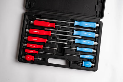 12 Piece Neilsen Magnetic Screwdriver Set – Heavy Duty Pozi & Slotted Go-Through Drivers with Hex Bolsters