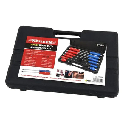 Neilsen 12pcs Magnetic Screwdriver Set – Heavy Duty Phillips & Slotted Go-Through Drivers with Hex Tops