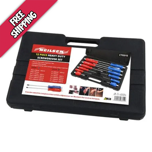 Neilsen 12pcs Magnetic Screwdriver Set – Heavy Duty Phillips & Slotted Go-Through Drivers with Hex Tops