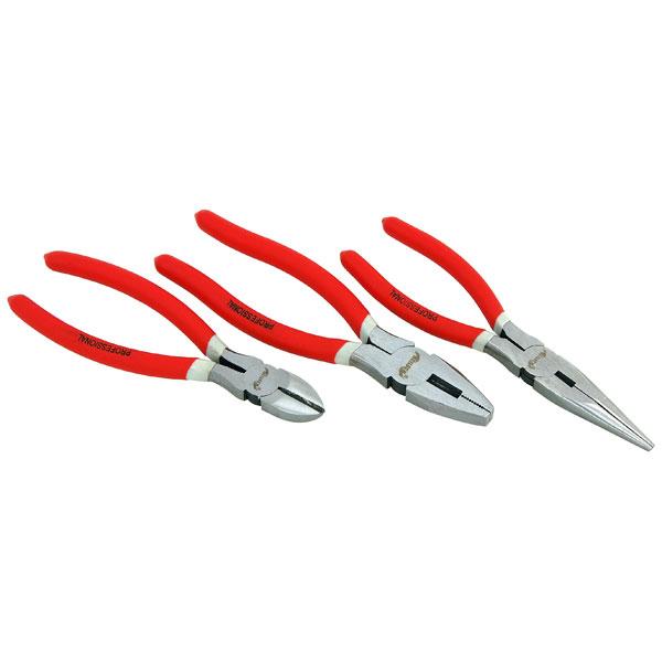 3Pcs 200mm (8") Pliers Set – Combination, Long Nose & Side Cutters with Non-Slip PVC Handles | CT0961