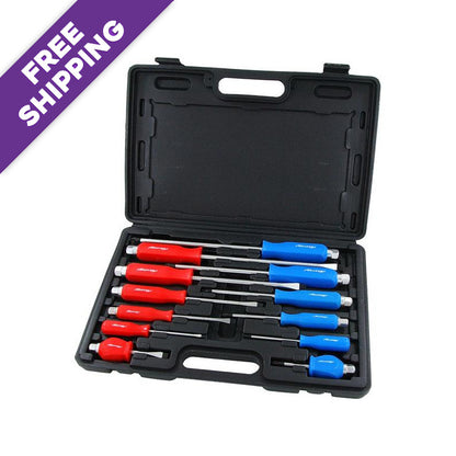 Neilsen 12pcs Magnetic Screwdriver Set – Heavy Duty Phillips & Slotted Go-Through Drivers with Hex Tops