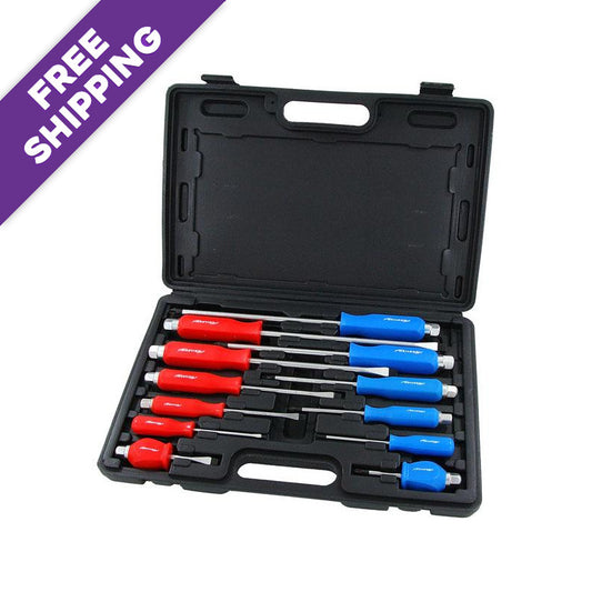 Neilsen 12pcs Magnetic Screwdriver Set – Heavy Duty Phillips & Slotted Go-Through Drivers with Hex Tops
